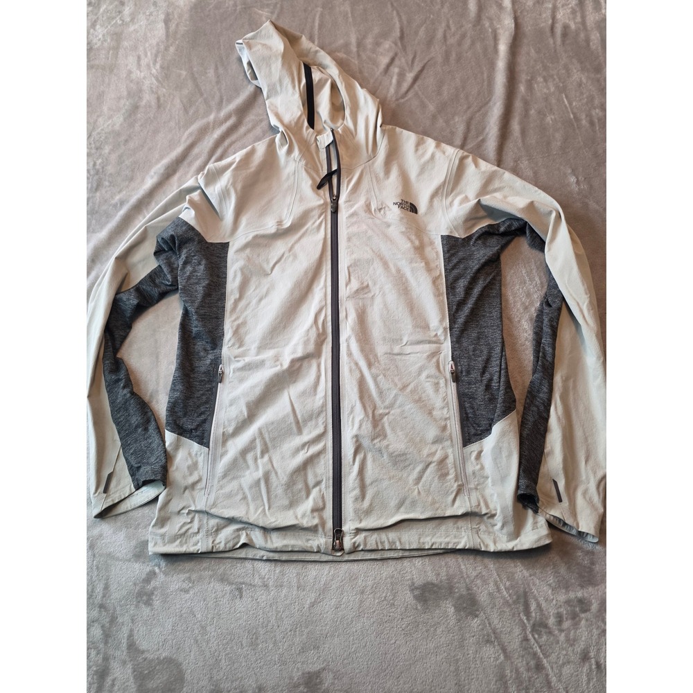 The North Face Hooded Jacket Mens Large Gray Full Zip Colorblock Activewear
